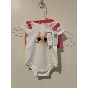 NWT Little Lass Bodysuit & Shorts Outfit - Pink Bunny - 3-6M
